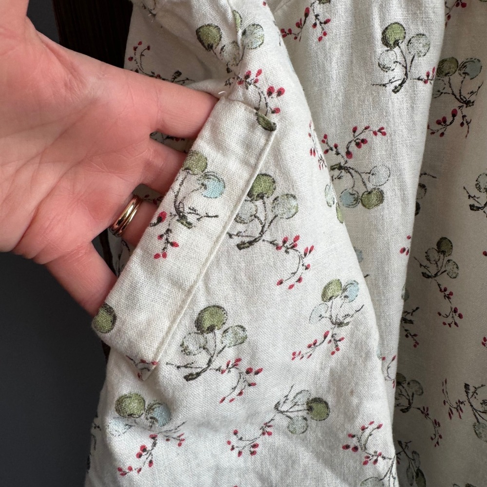 Anthropologie Womens Sz Small Floral Babydoll Top Linen Cottagecore‎ Y2K - Picture 5 of 9